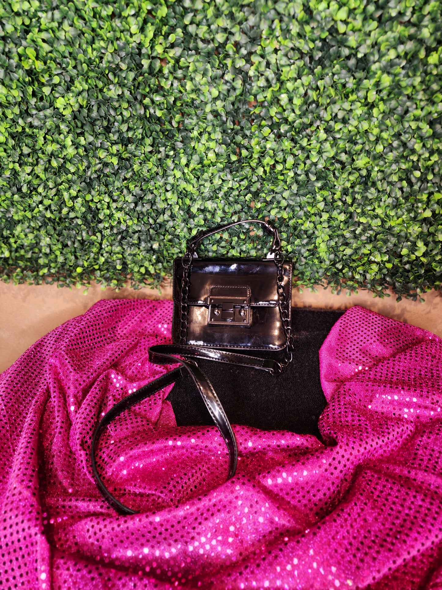 Steve Madden Black Patent Leather Small Crossbody Handbag