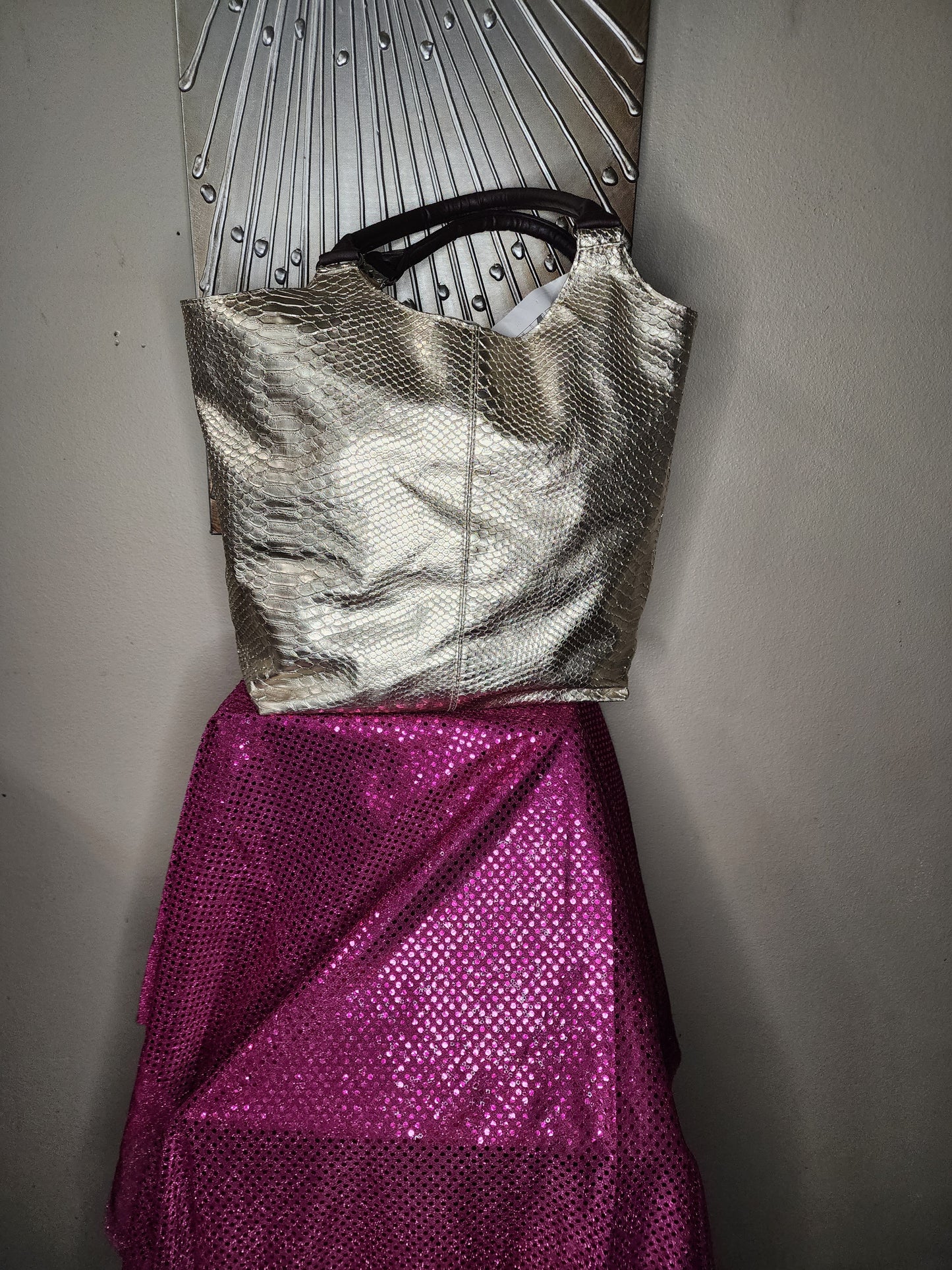 Gold Neiman Marcus Faux Snakeskin Tote