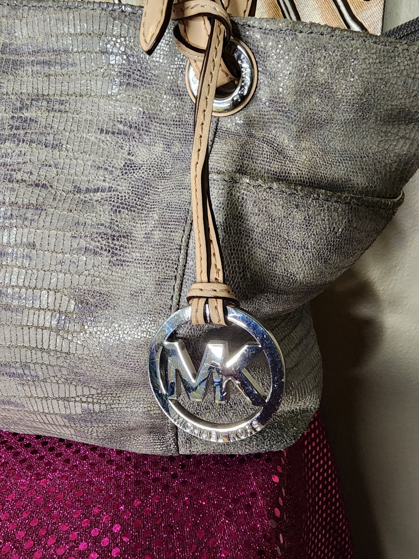 Michael Kors Gray Snakeskin Handbag