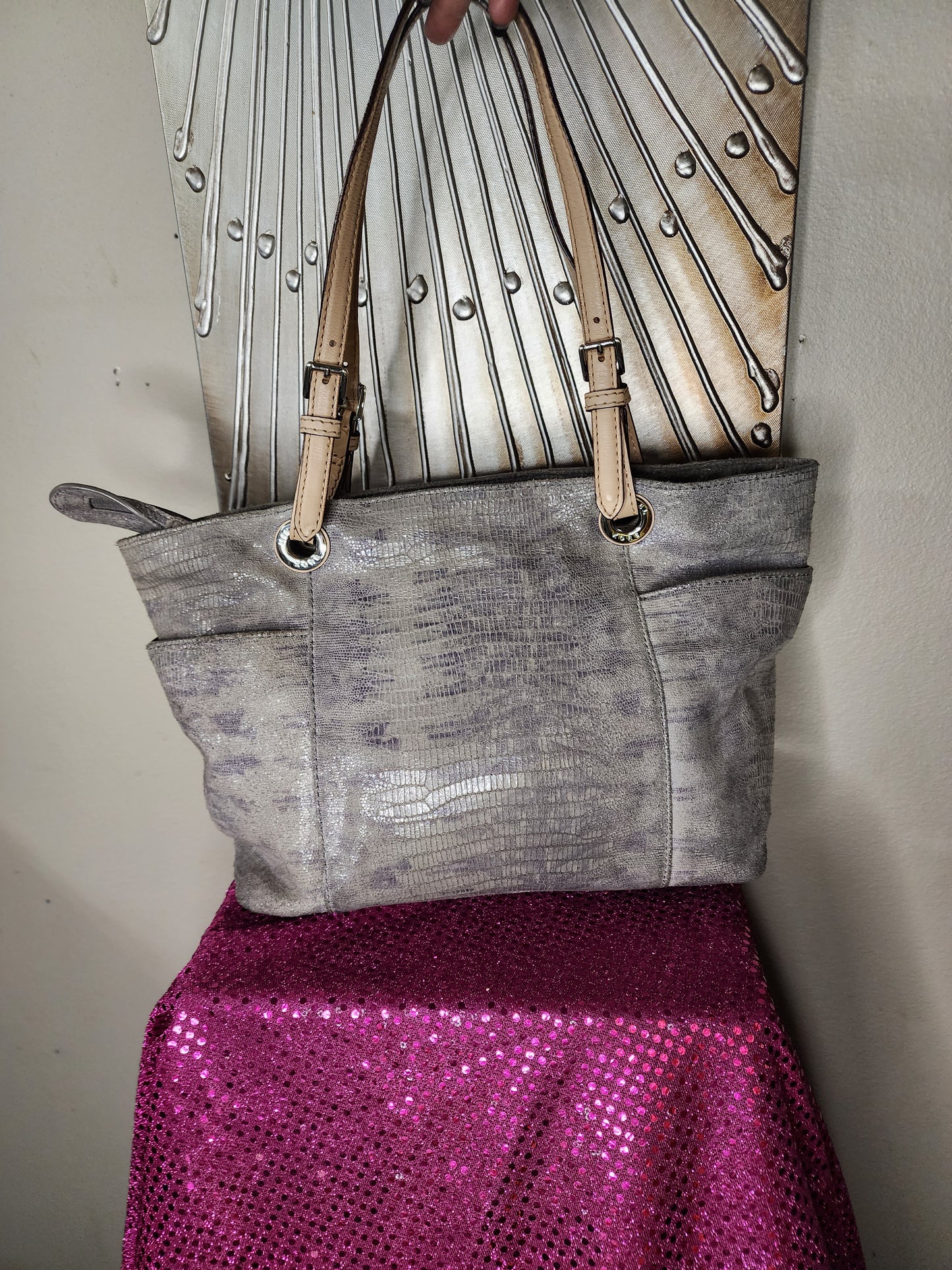 Michael Kors Gray Snakeskin Handbag