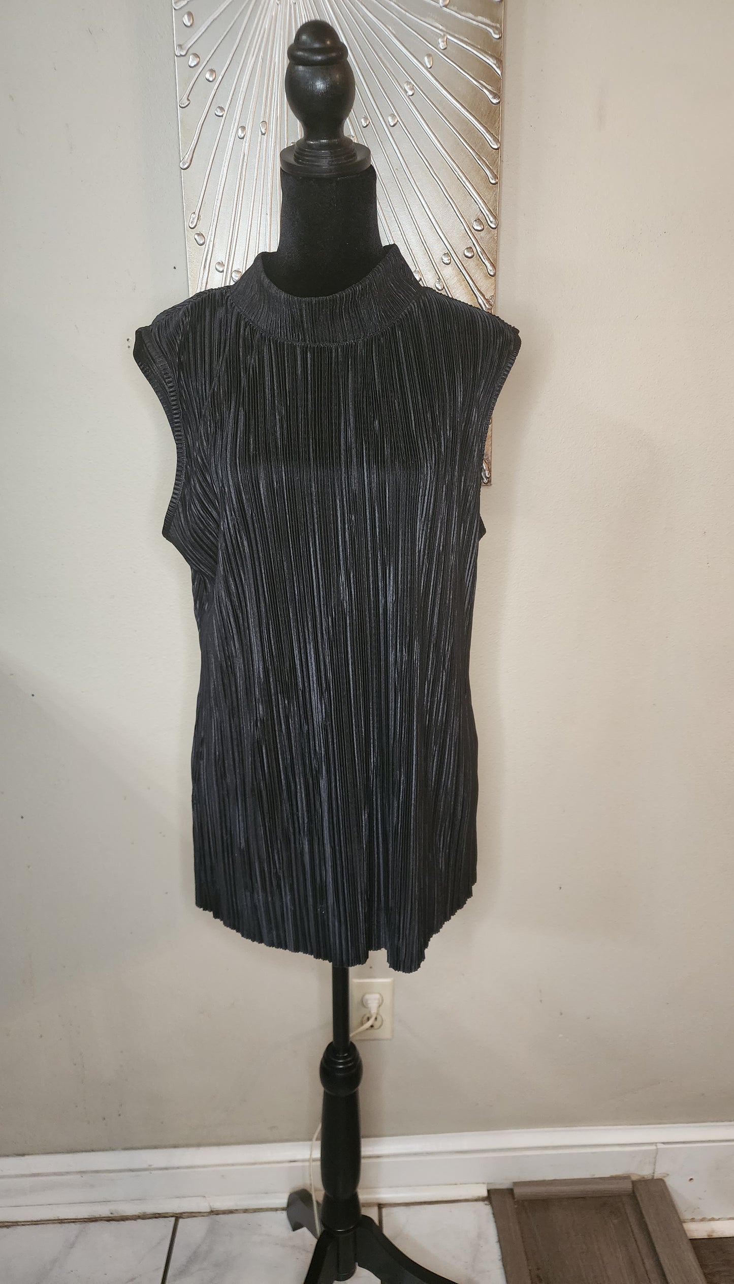 Jennie and Marlis Black Accordion Blouse