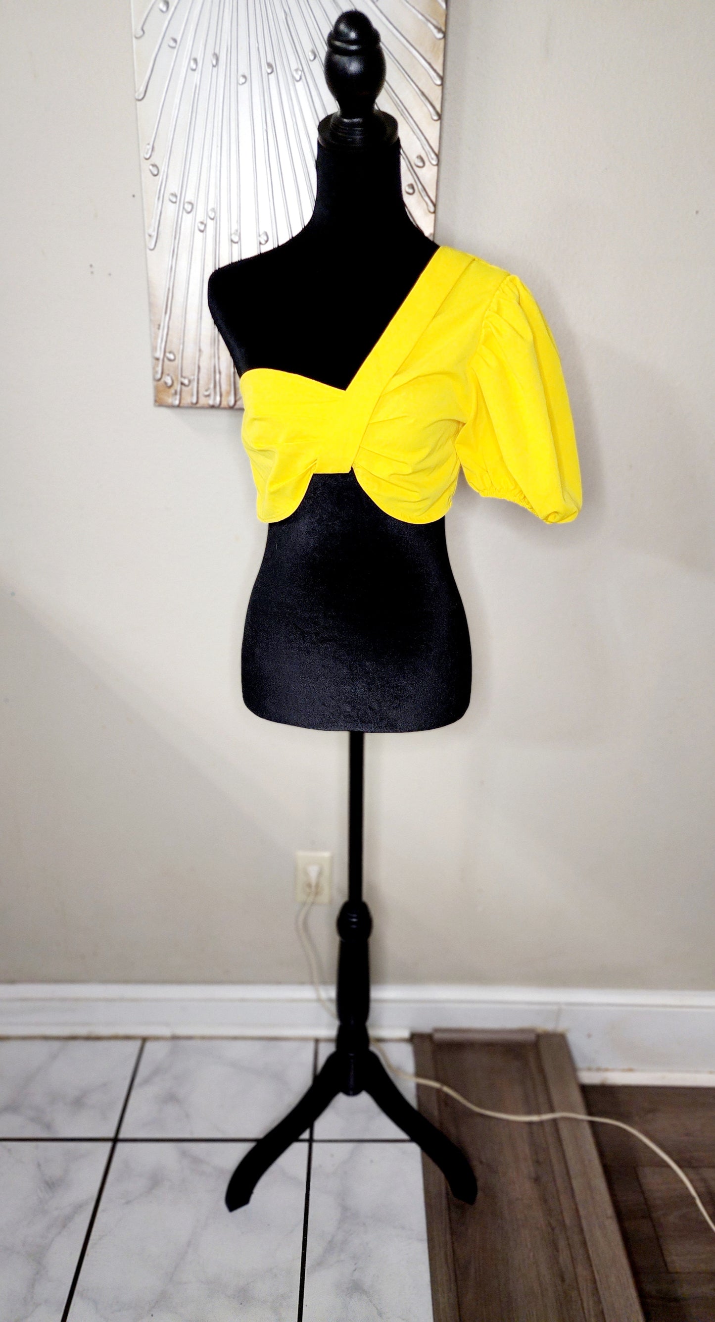 Shein Yellow One Shoulder Crop Top