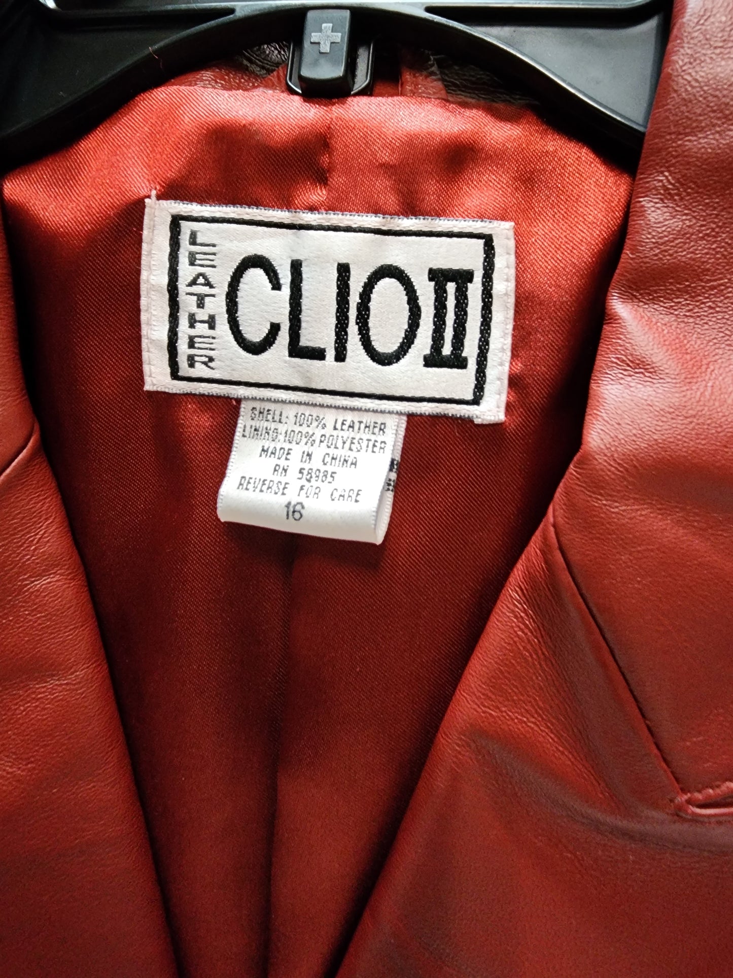 Clio II Wine Red Genuine Leather Blazer