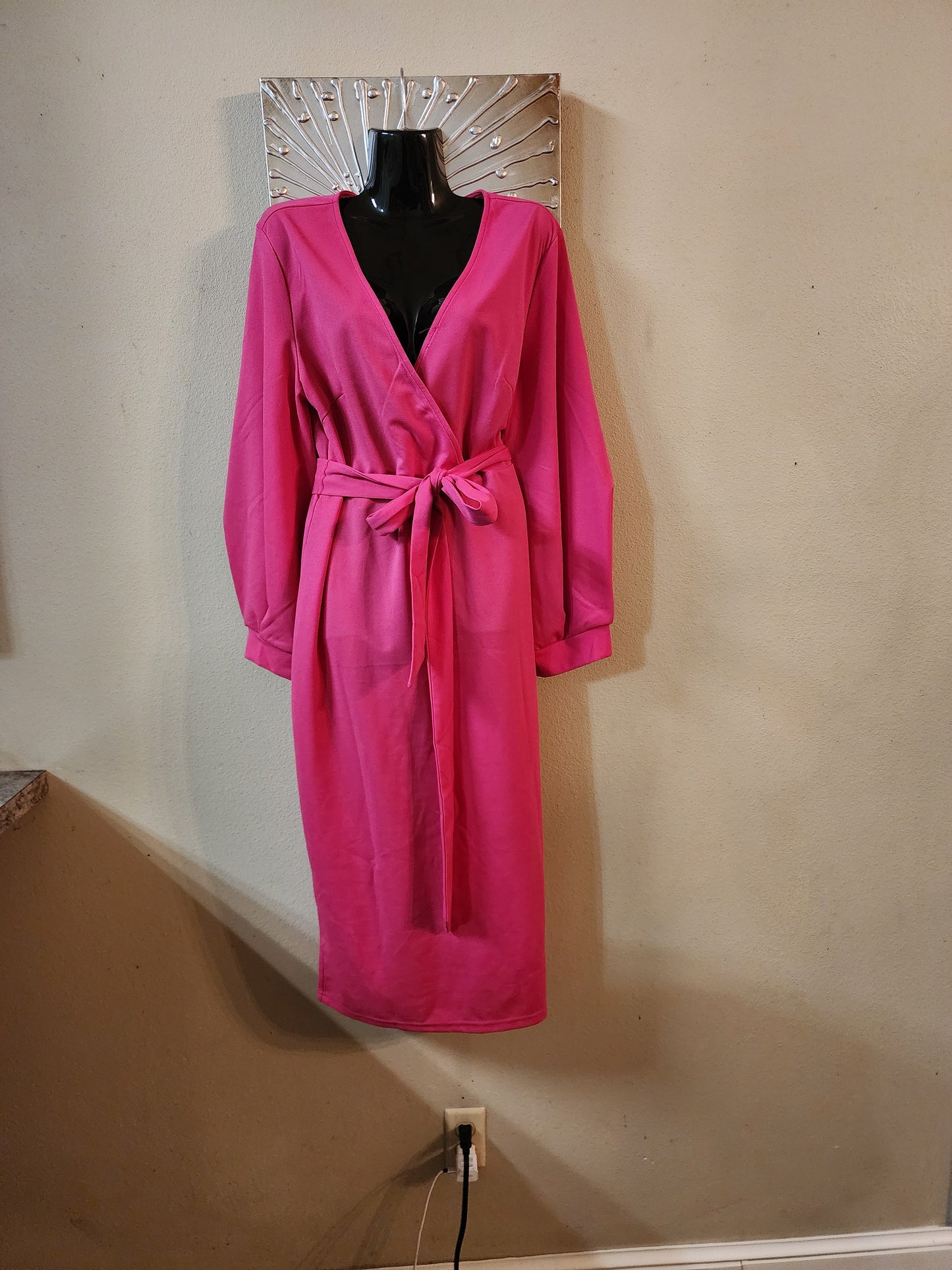 Fuchsia Belted Midi Dress