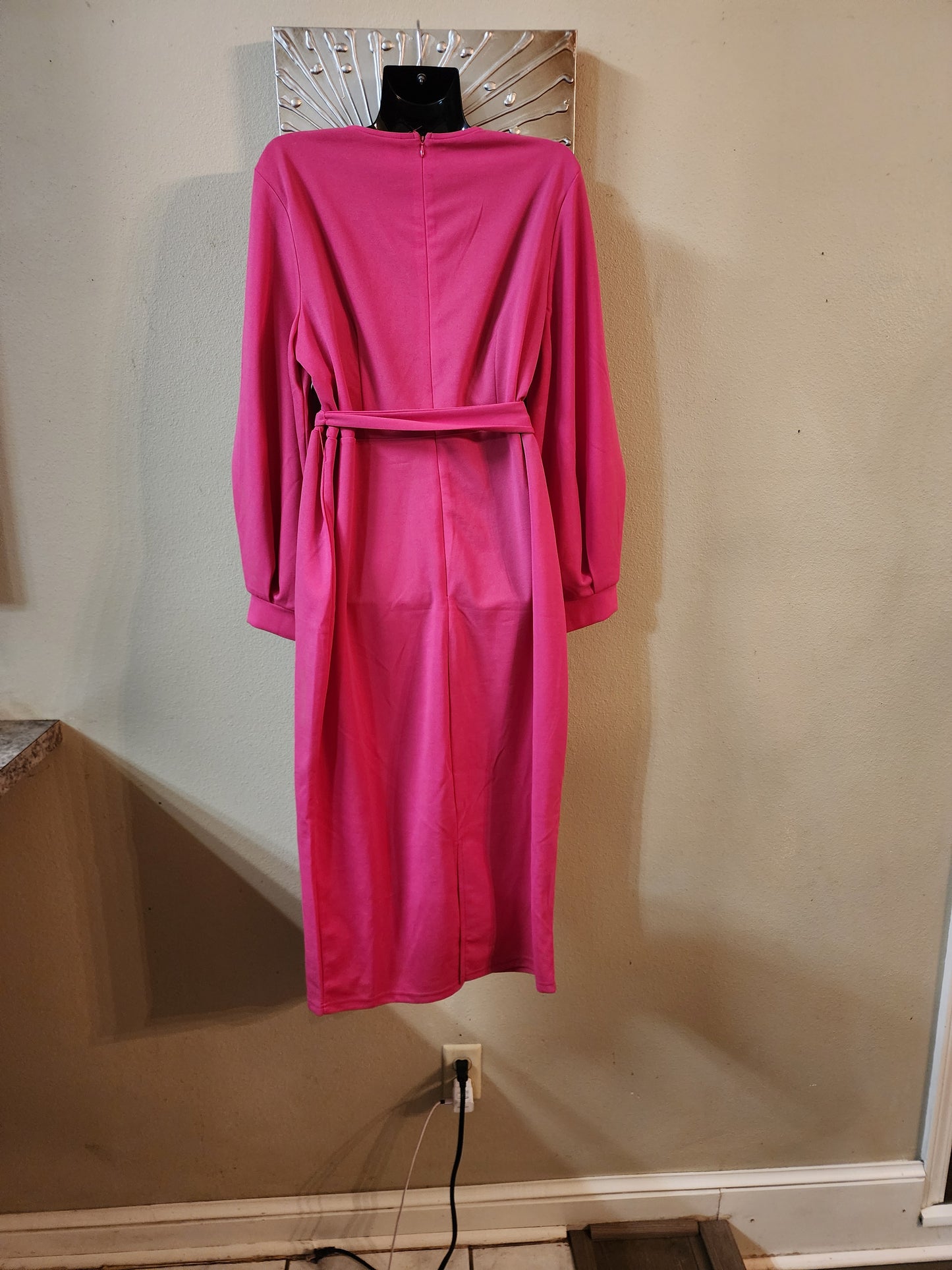 Fuchsia Belted Midi Dress