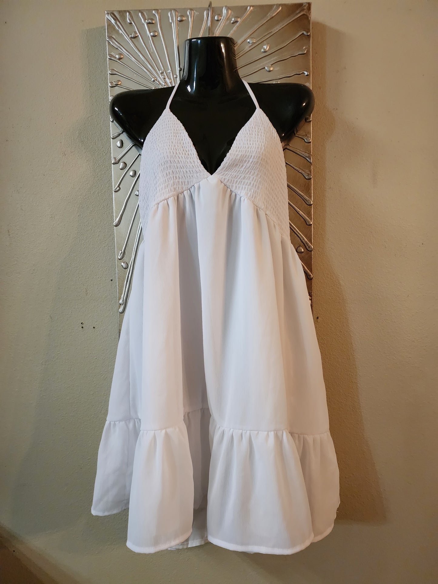 Shein Vacay White Halter Dress