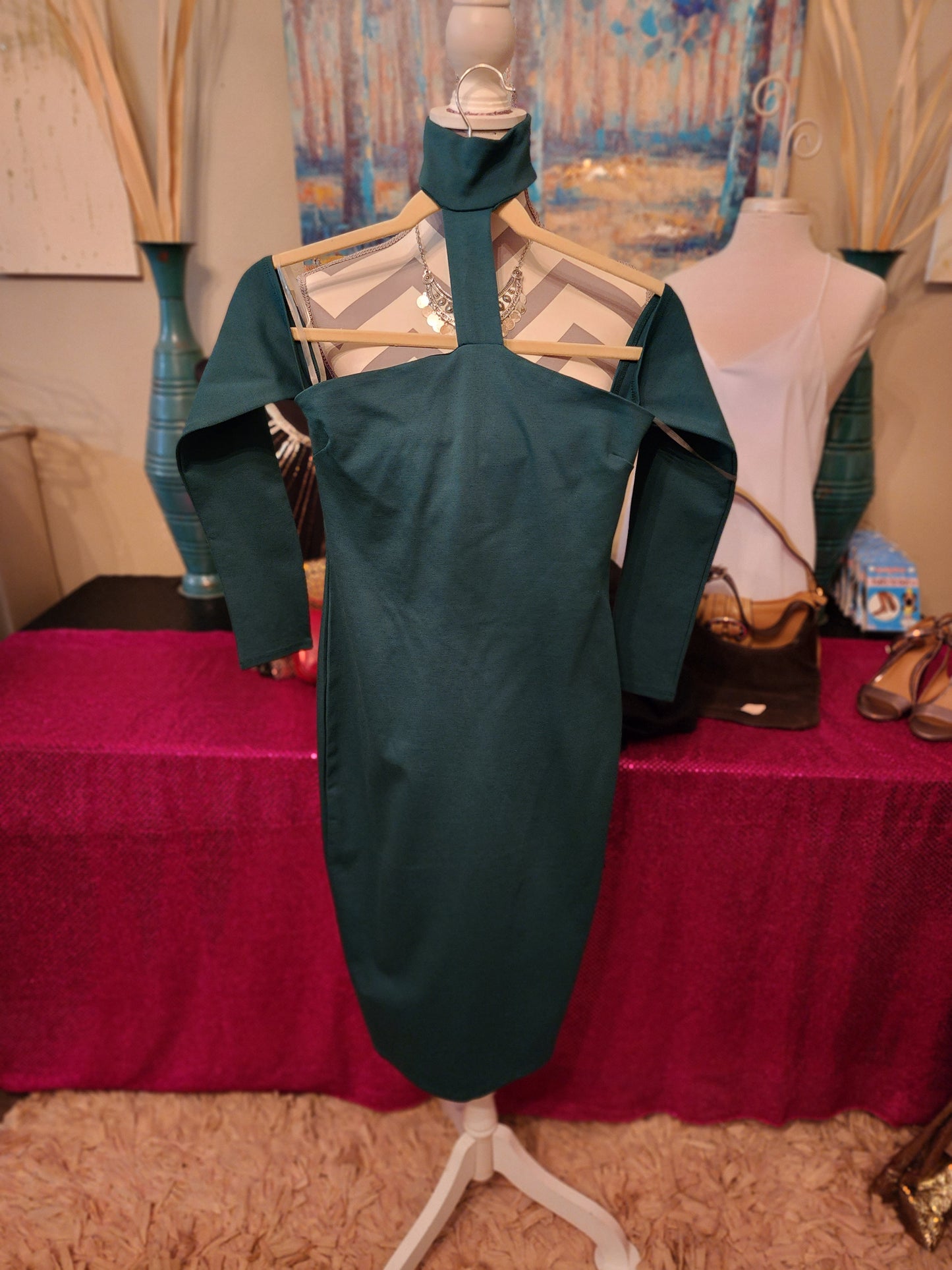 Hunter Green Body Con Dress