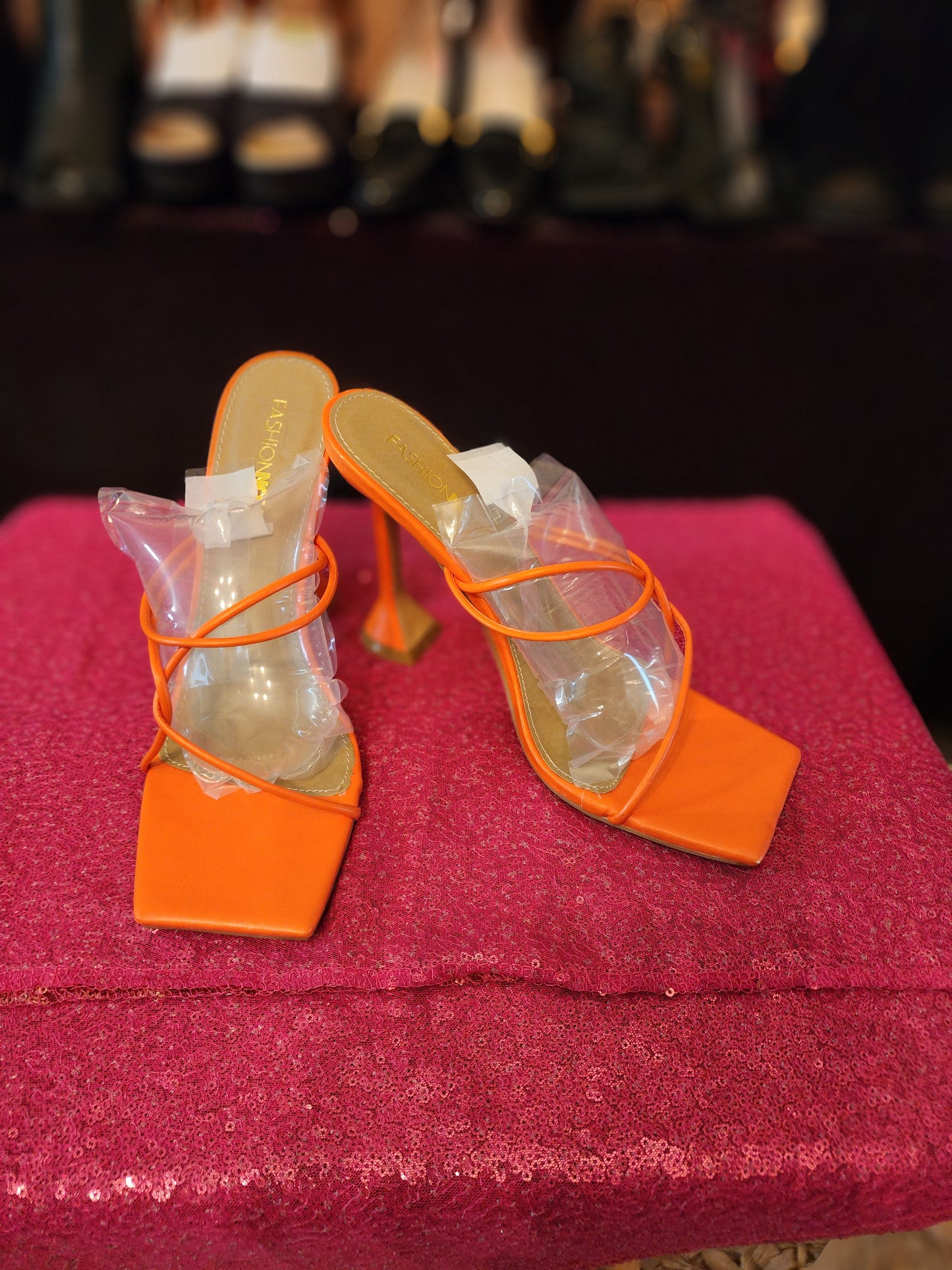 Fashion Nova Orange Strappy Heels