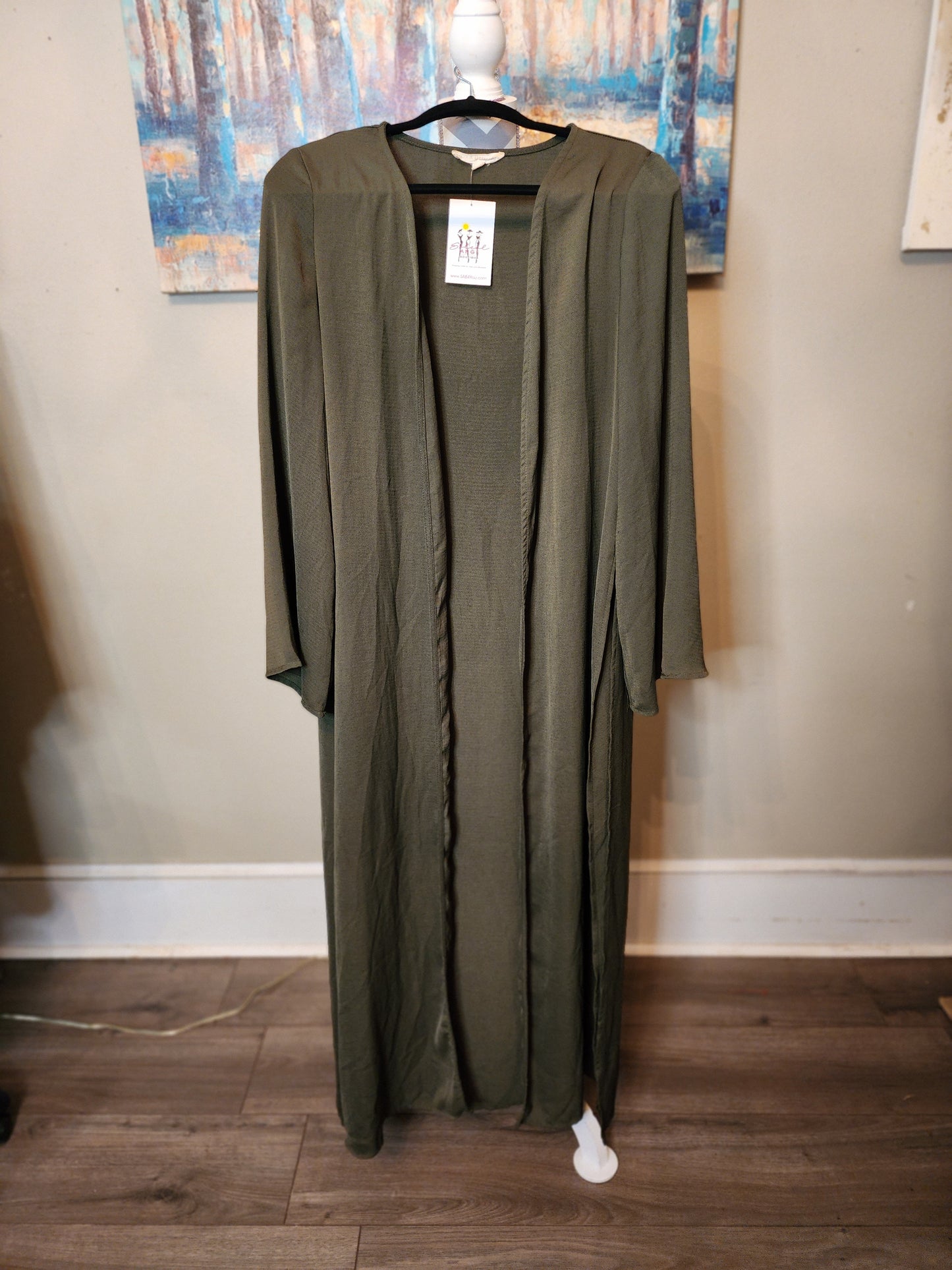 Hot & Delicious Olive Green Duster w/High Splits