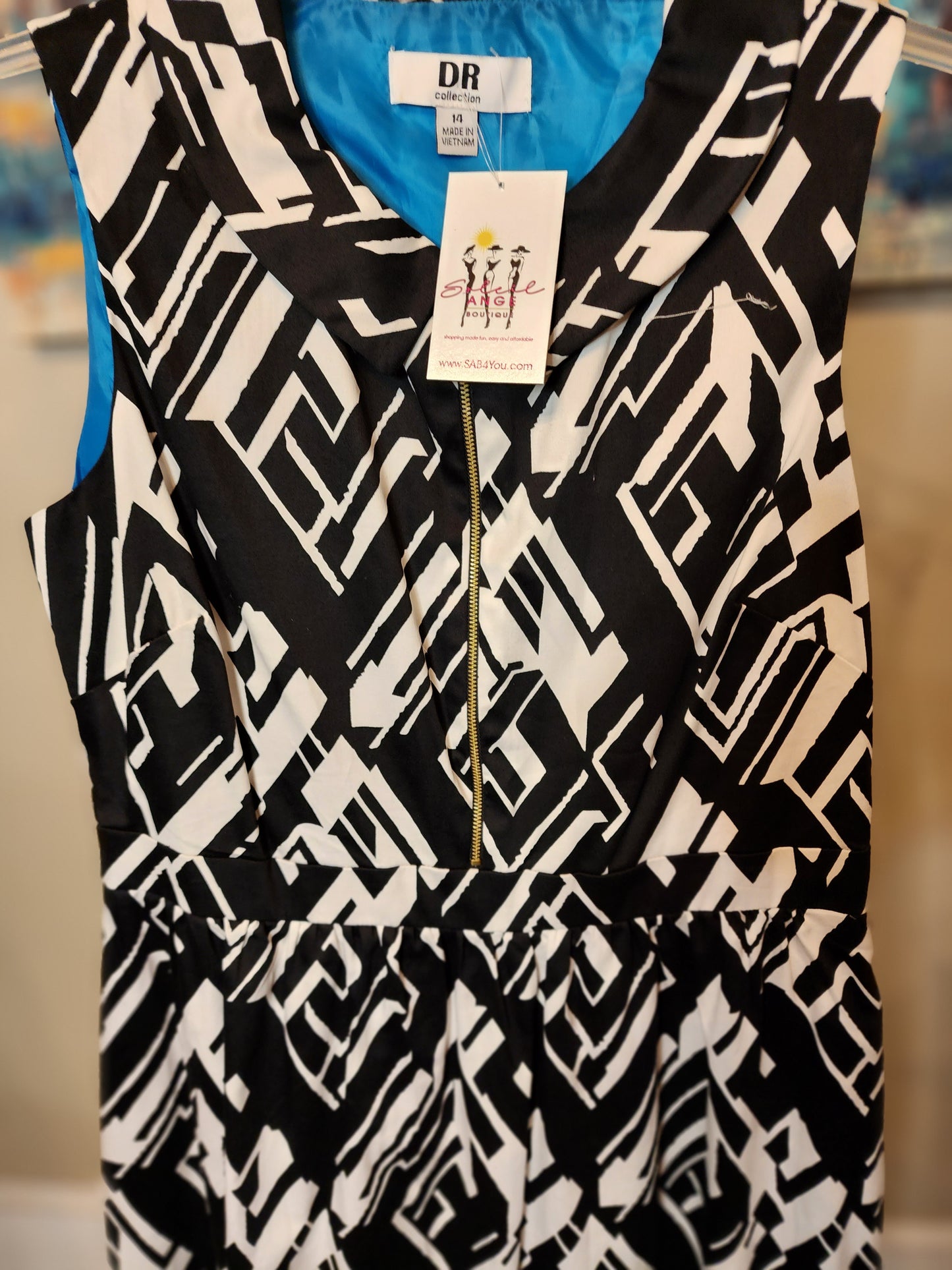 DR Collections Black and White Print Dress