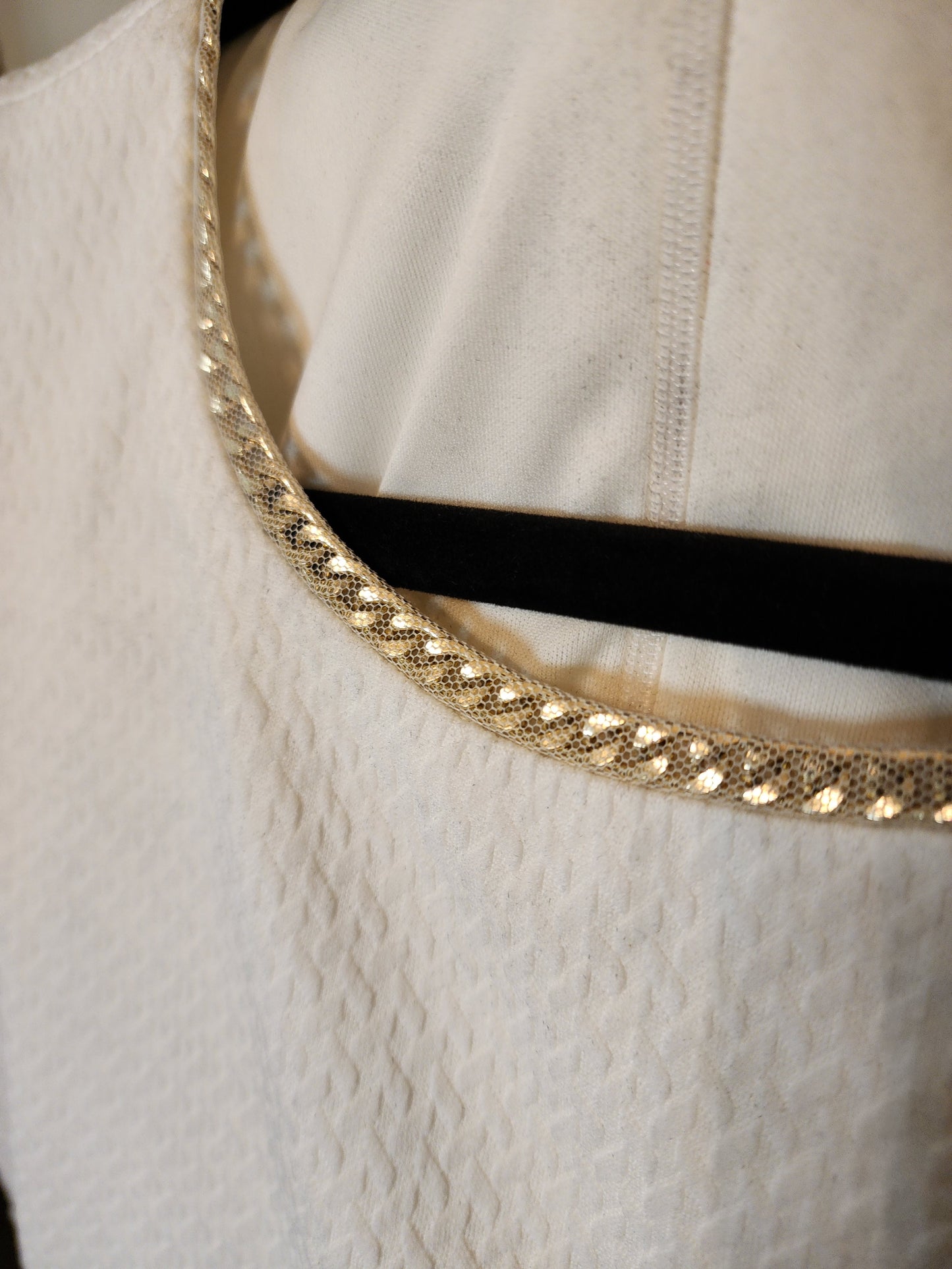 Liz Claiborne White Sheath with Gold Chain Accents