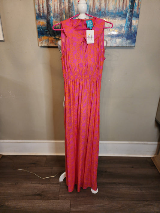 Escapada Maxi Dress in Orange and Fuchsia