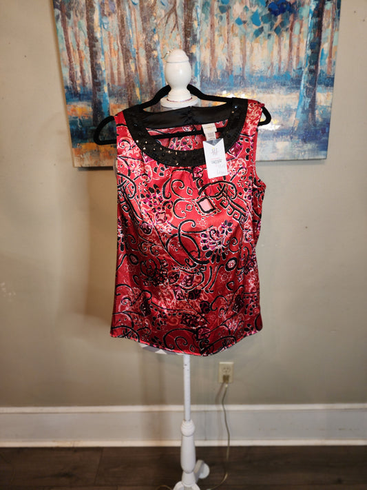 Covington Red, Black and White Top