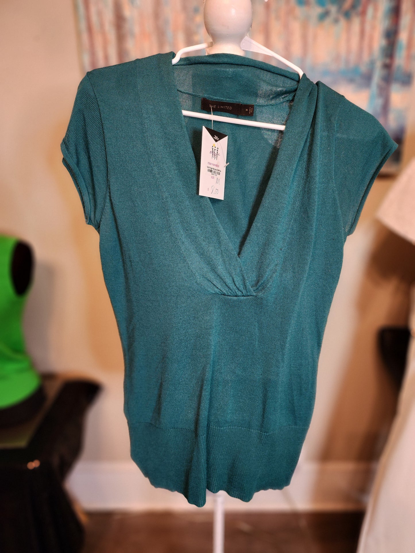 The Limited Short Sleeve Green Sweater