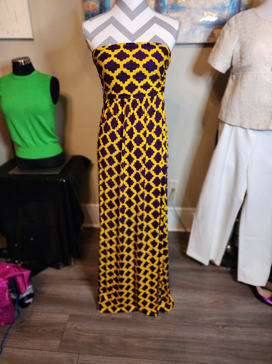 Hour Glass Lily Royal Standard Strapless Maxi Dress (Purple and Gold)