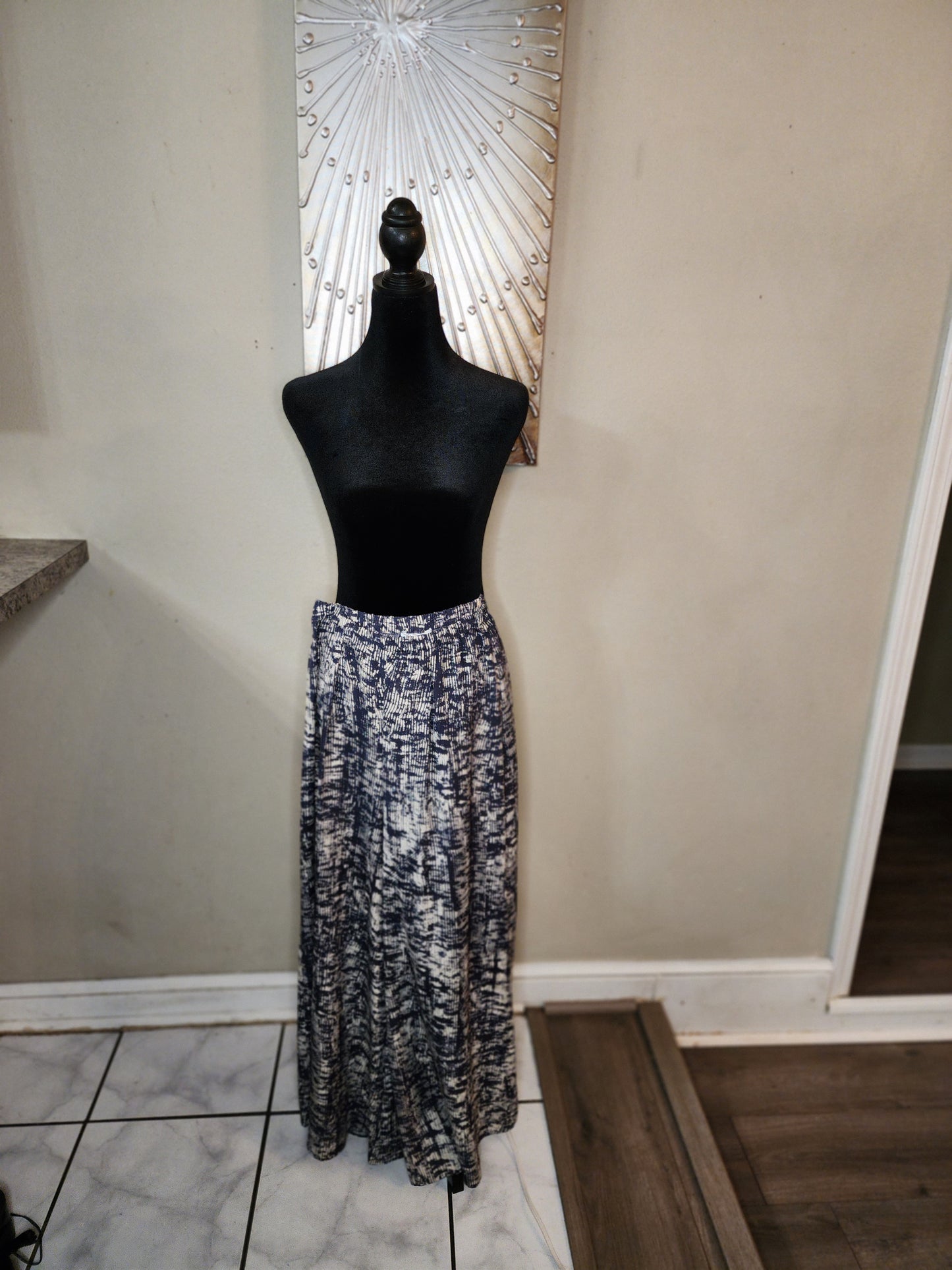 Bar III Flare Leg Blue and Beige Pant