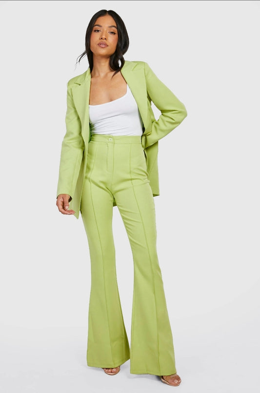 Boohoo Petite Seam Detail Flared Tailored Trousers