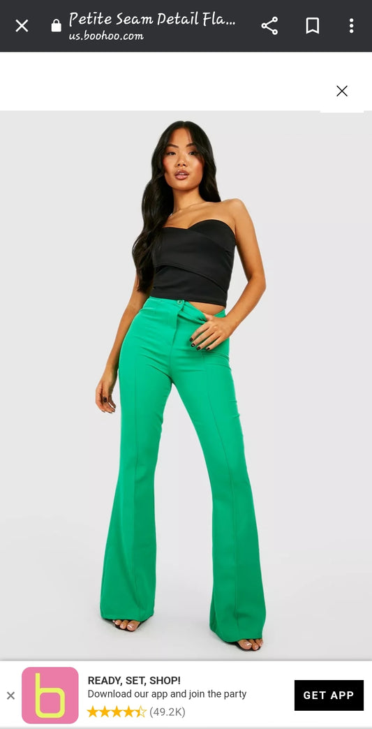 Boohoo Petite Seam Detail Flared Tailored Trouser