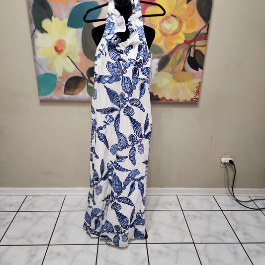 Lilly Pulitzer Nautical Halter Maxi Dress with Ruffle