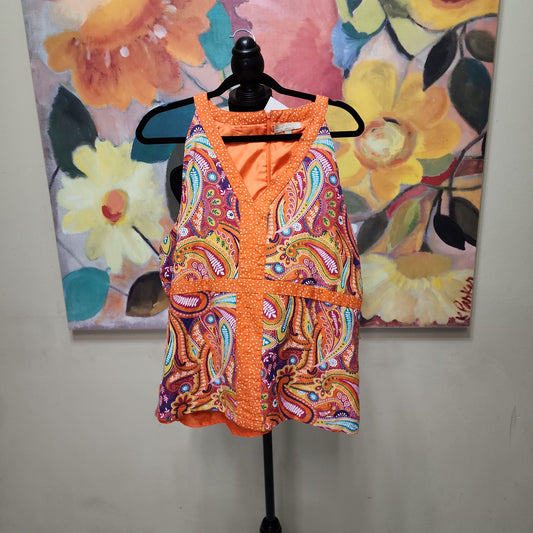 Appraisal Orange Paisley Print  Top