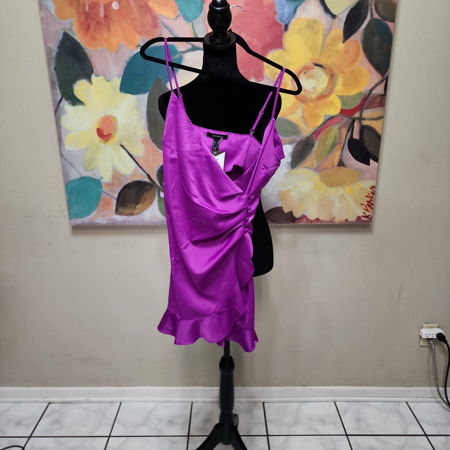 Forever 21 Purple Mini Dress with Ruffle