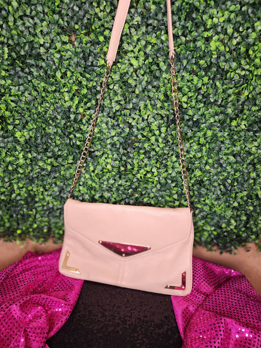 Mix No. 6 Tan Clutch Purse w/Gold Chain Straps (Vegan Leather)