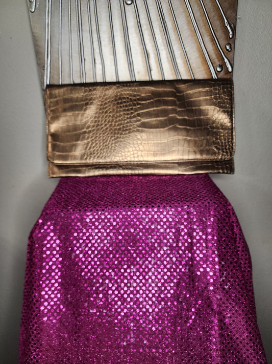 Bronze Faux Leather Croc Embossed Clutch