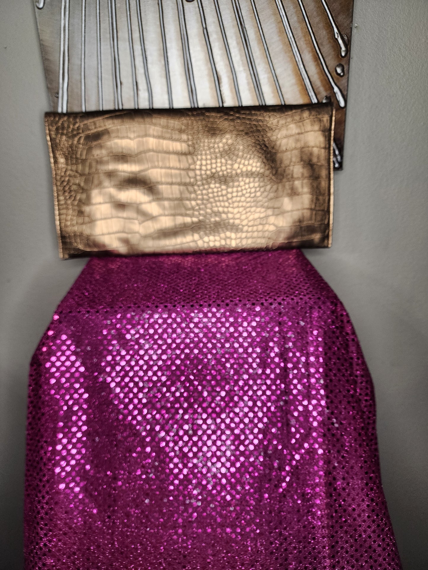 Bronze Faux Leather Croc Embossed Clutch