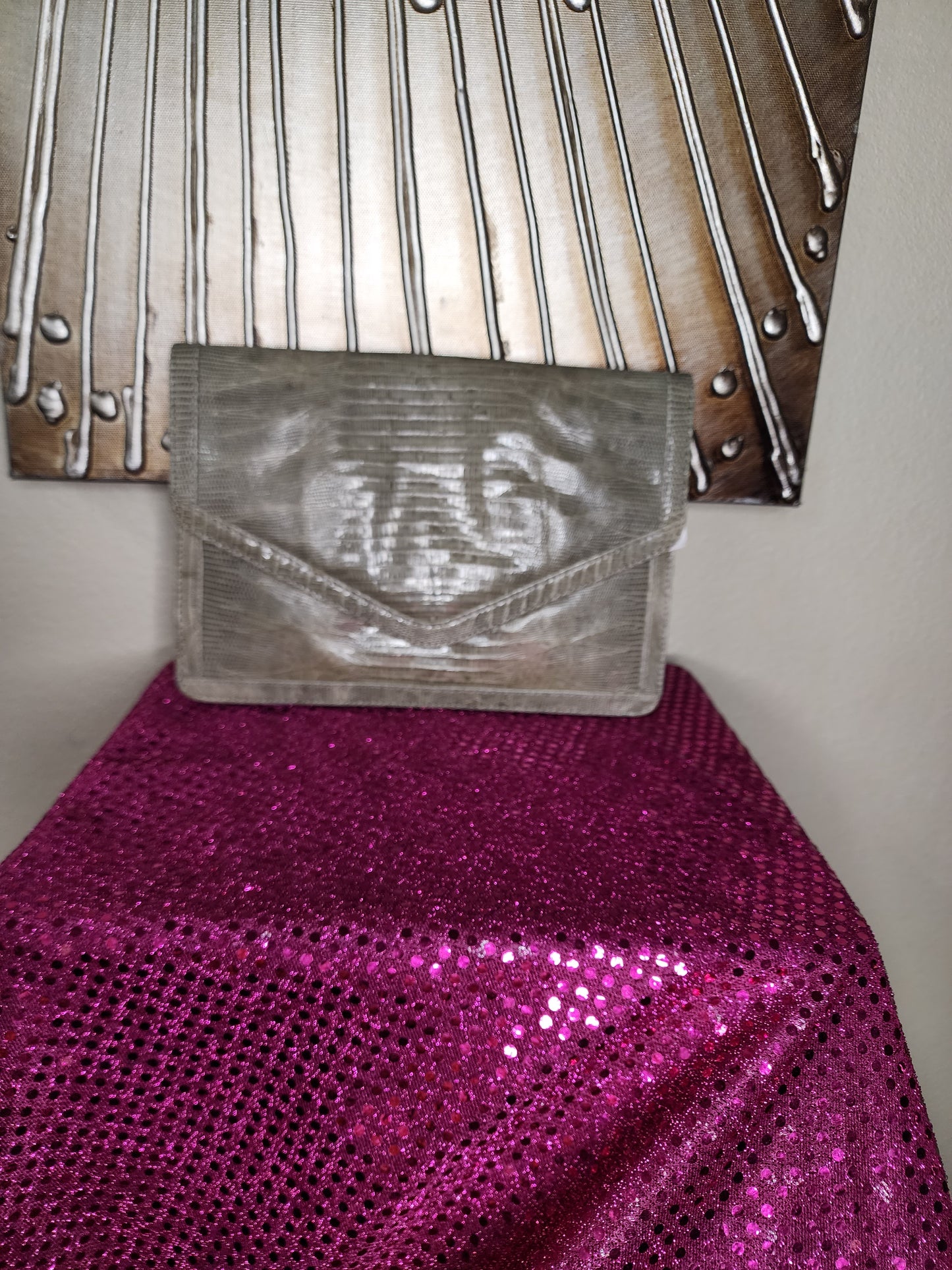 Green Leather Croc Clutch