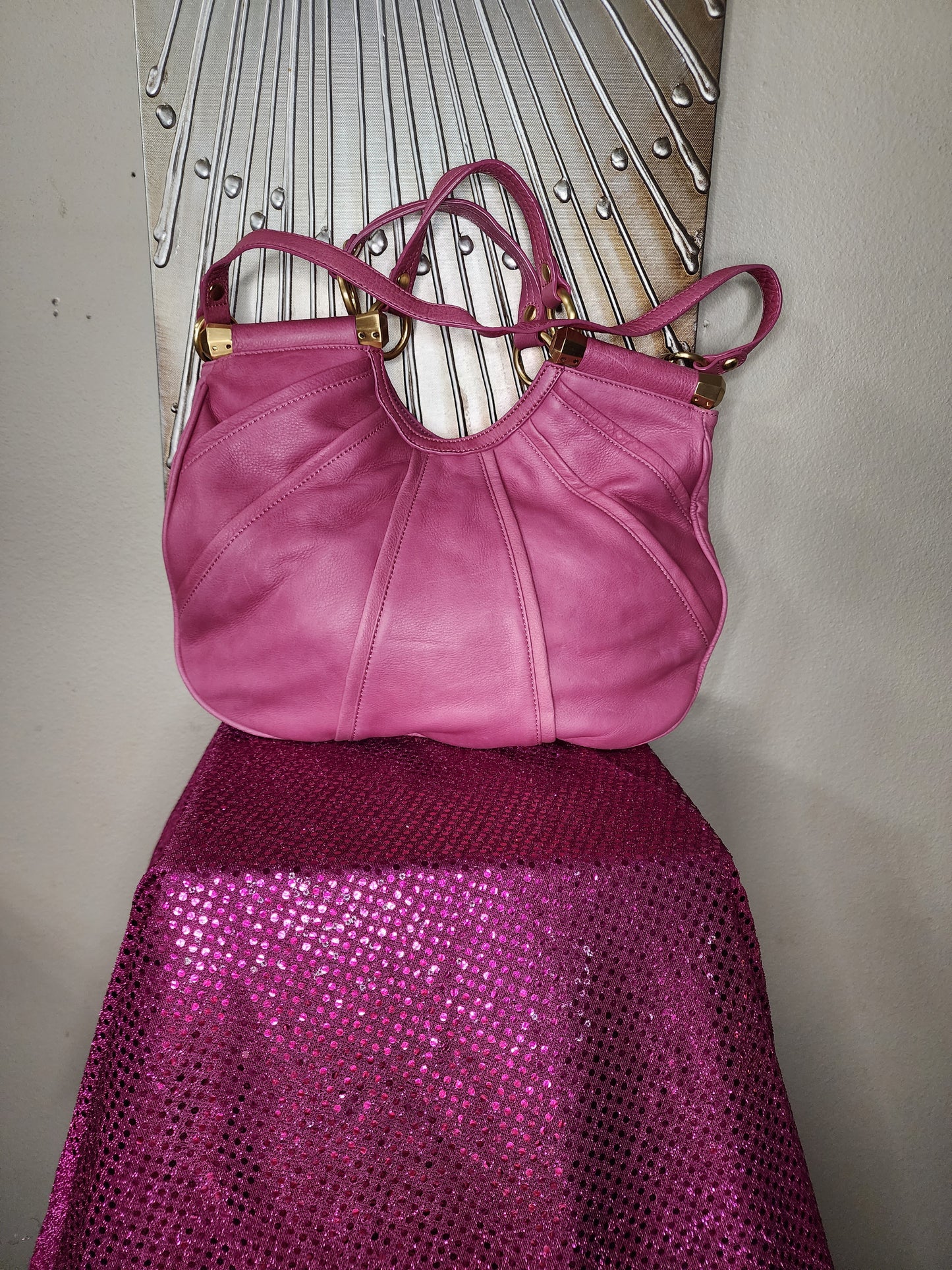 B Makowsky Bubble Gum Pink Handbag