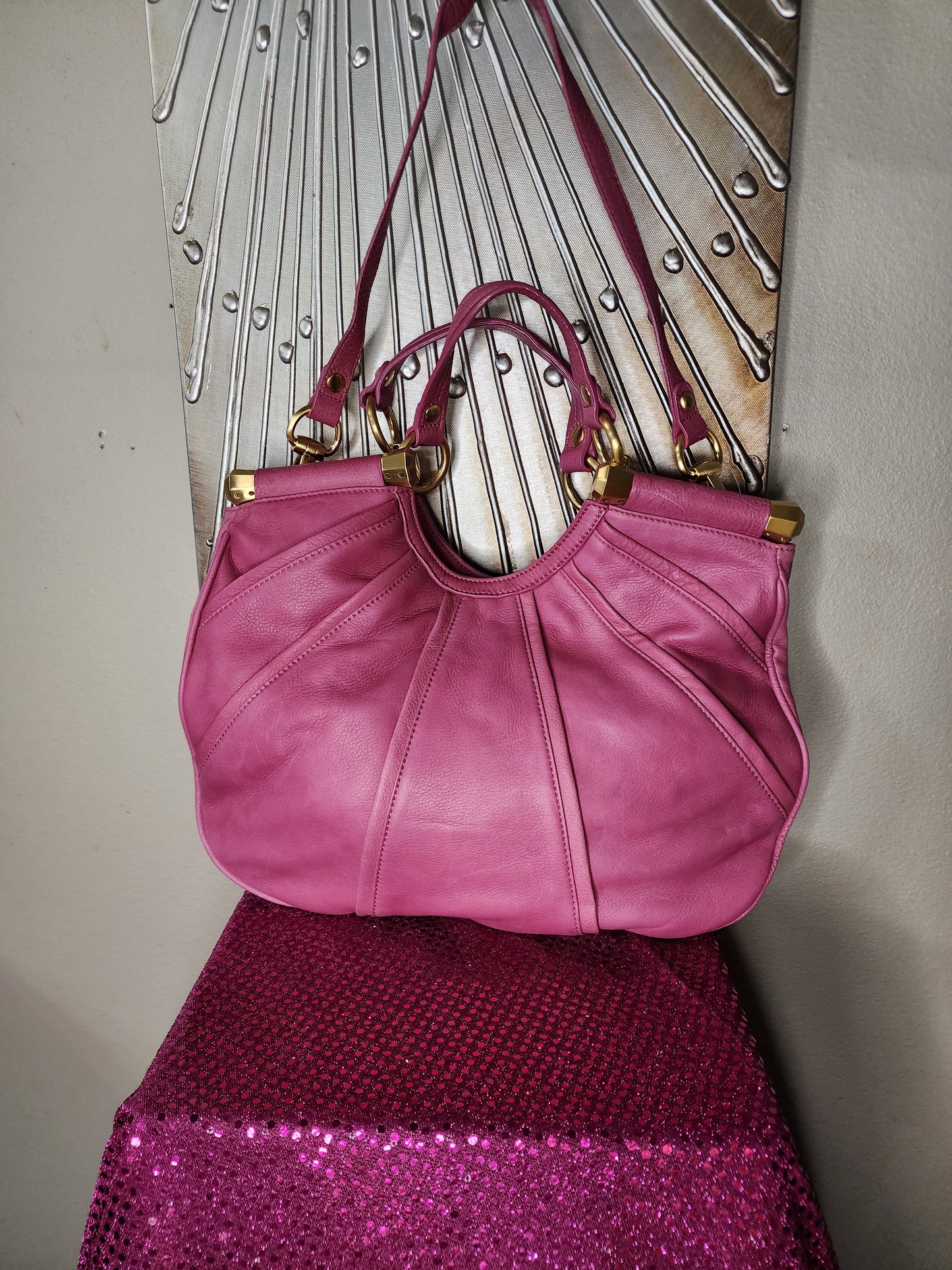 B Makowsky Bubble Gum Pink Handbag