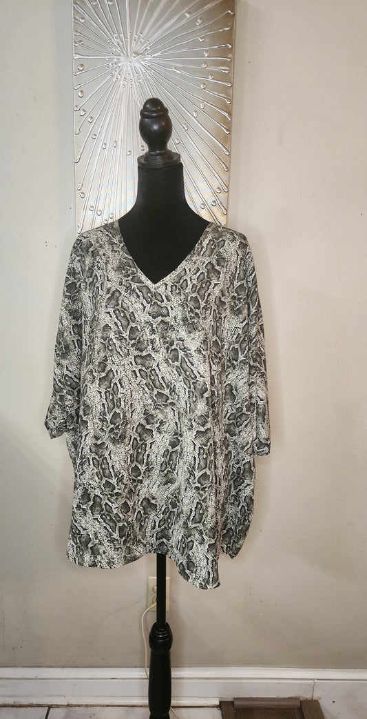 Adrienne Green Snake Print Blouse