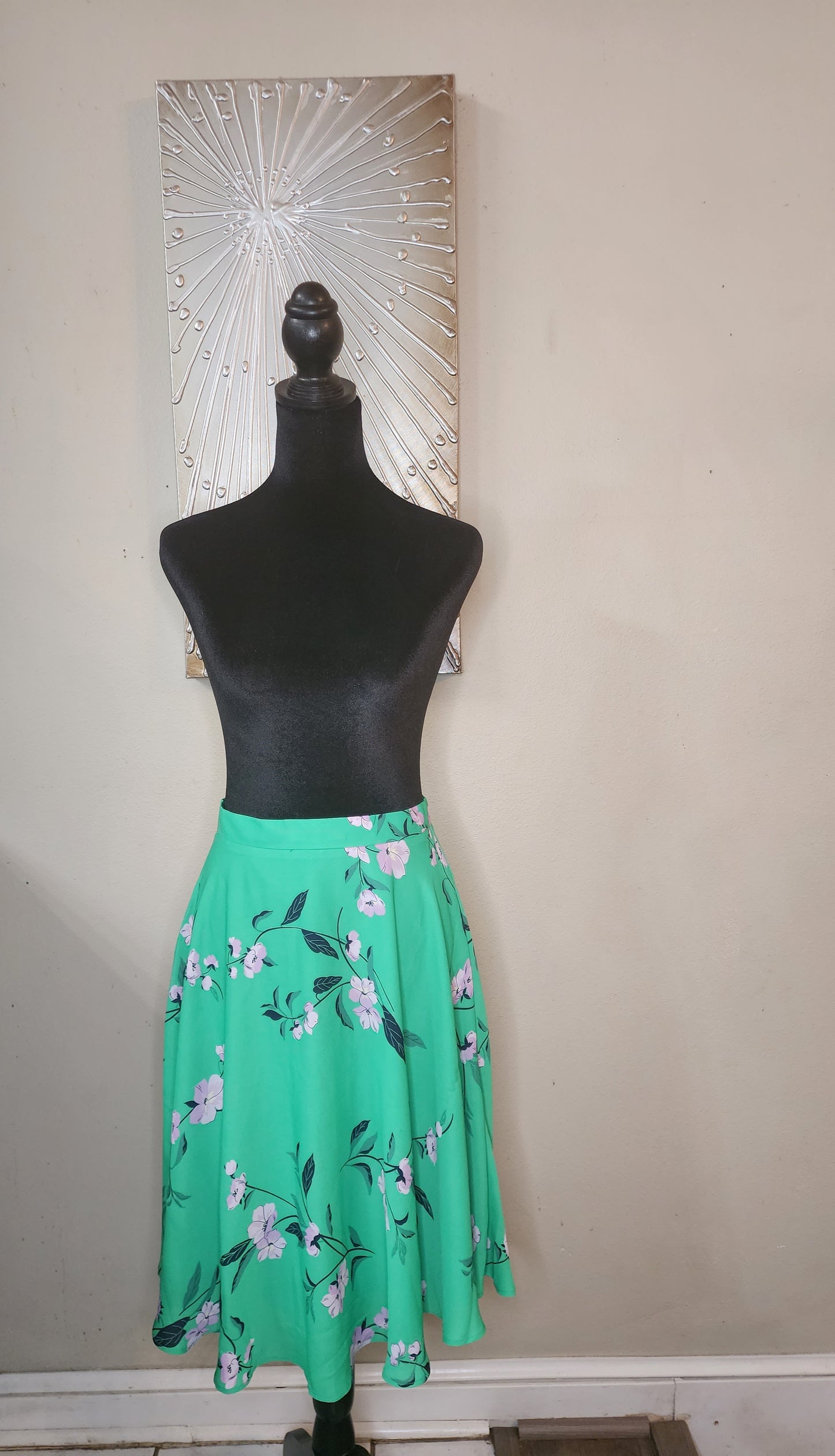 Ann Taylor Green and Pink Floral Skirt