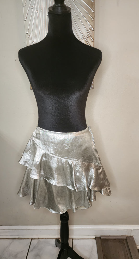 Zara Silver Ruffled Skorts