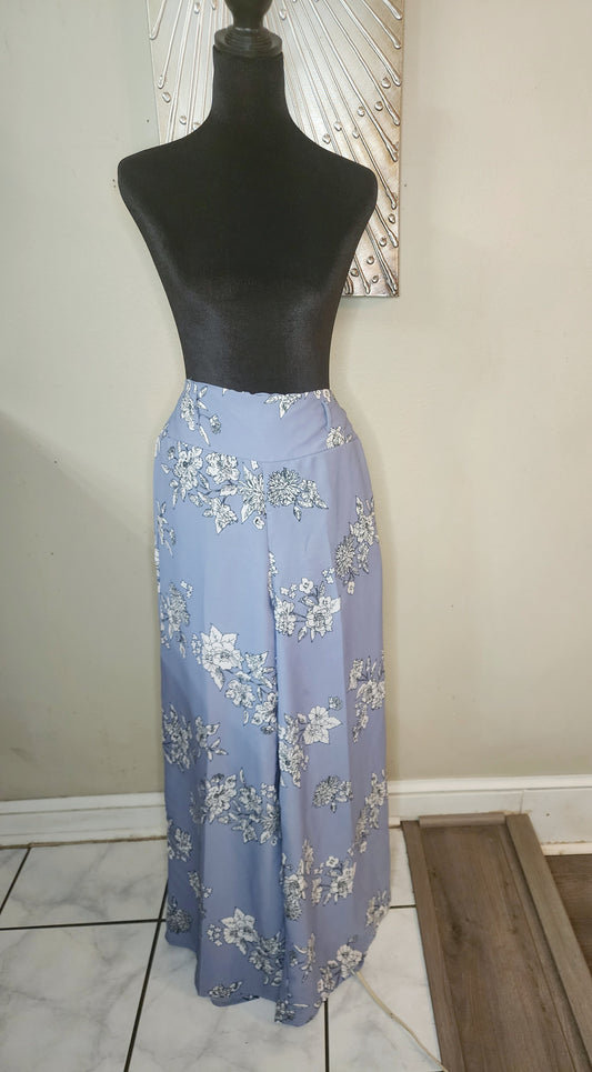 Truth Powder Blue Floral Print Palazzo Pants