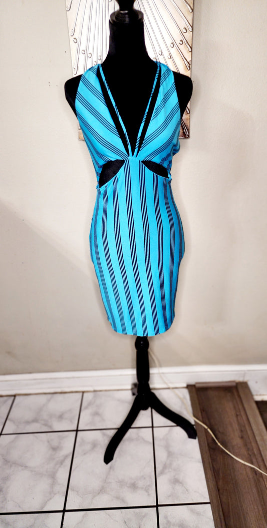 Event Heart Blue and Black Stripped Dress