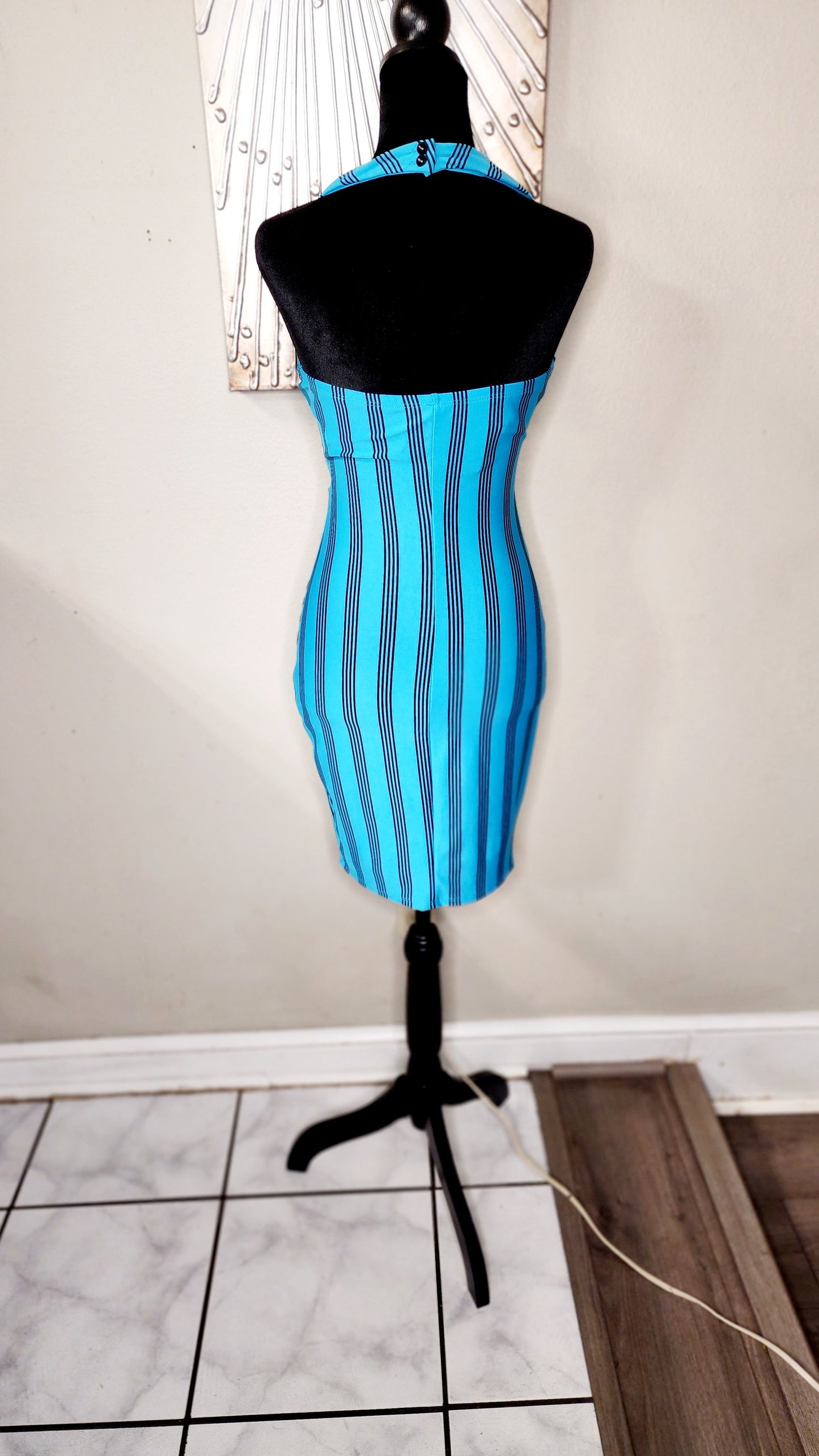 Event Heart Blue and Black Stripped Dress