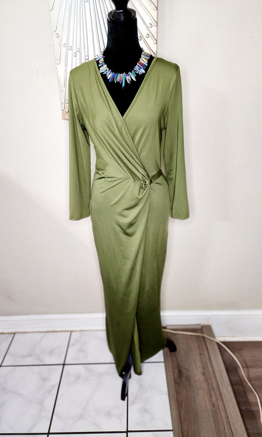 Chic Me Olive Green Maxi Dress