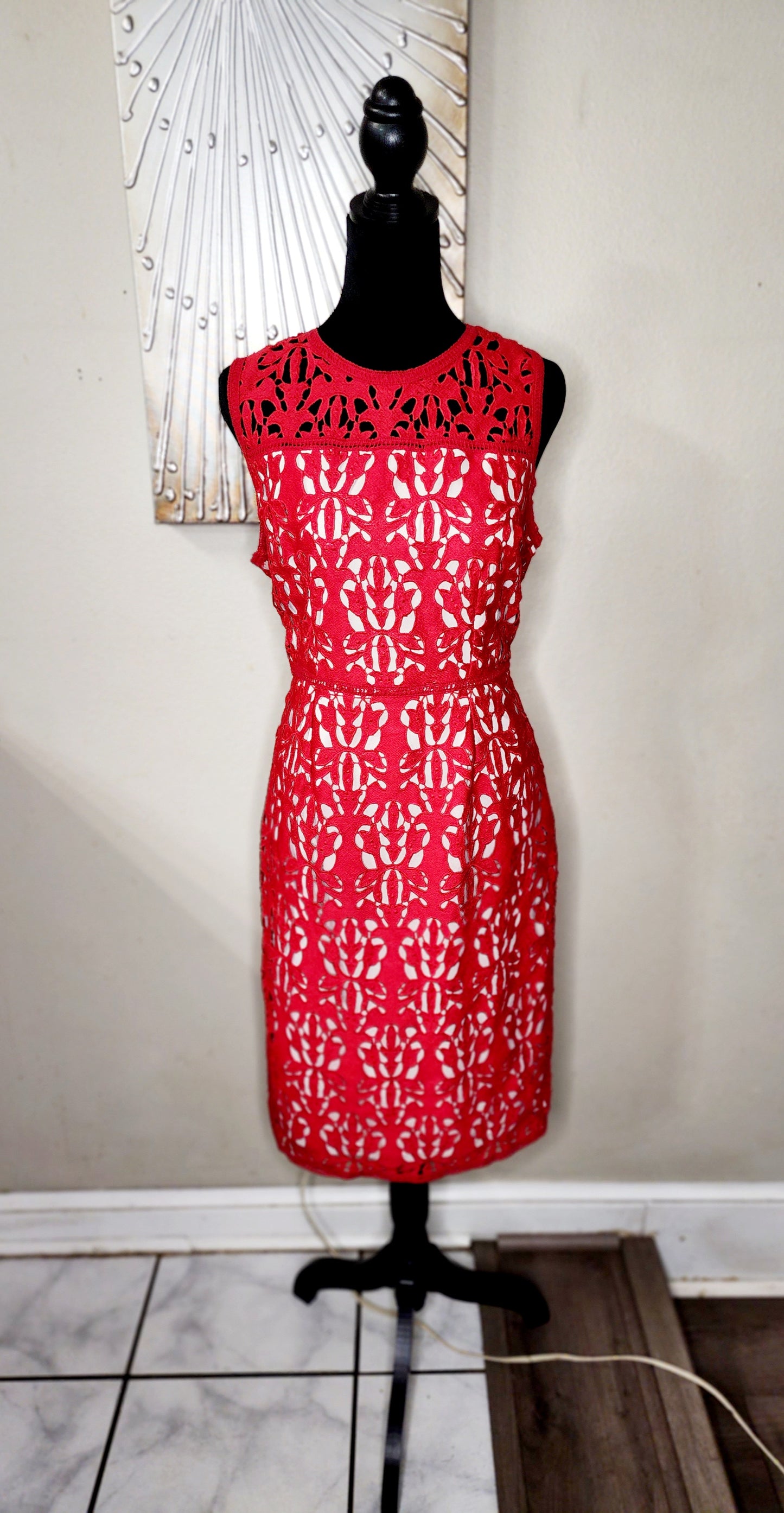 Worthington Red Crochet Sheath Dress