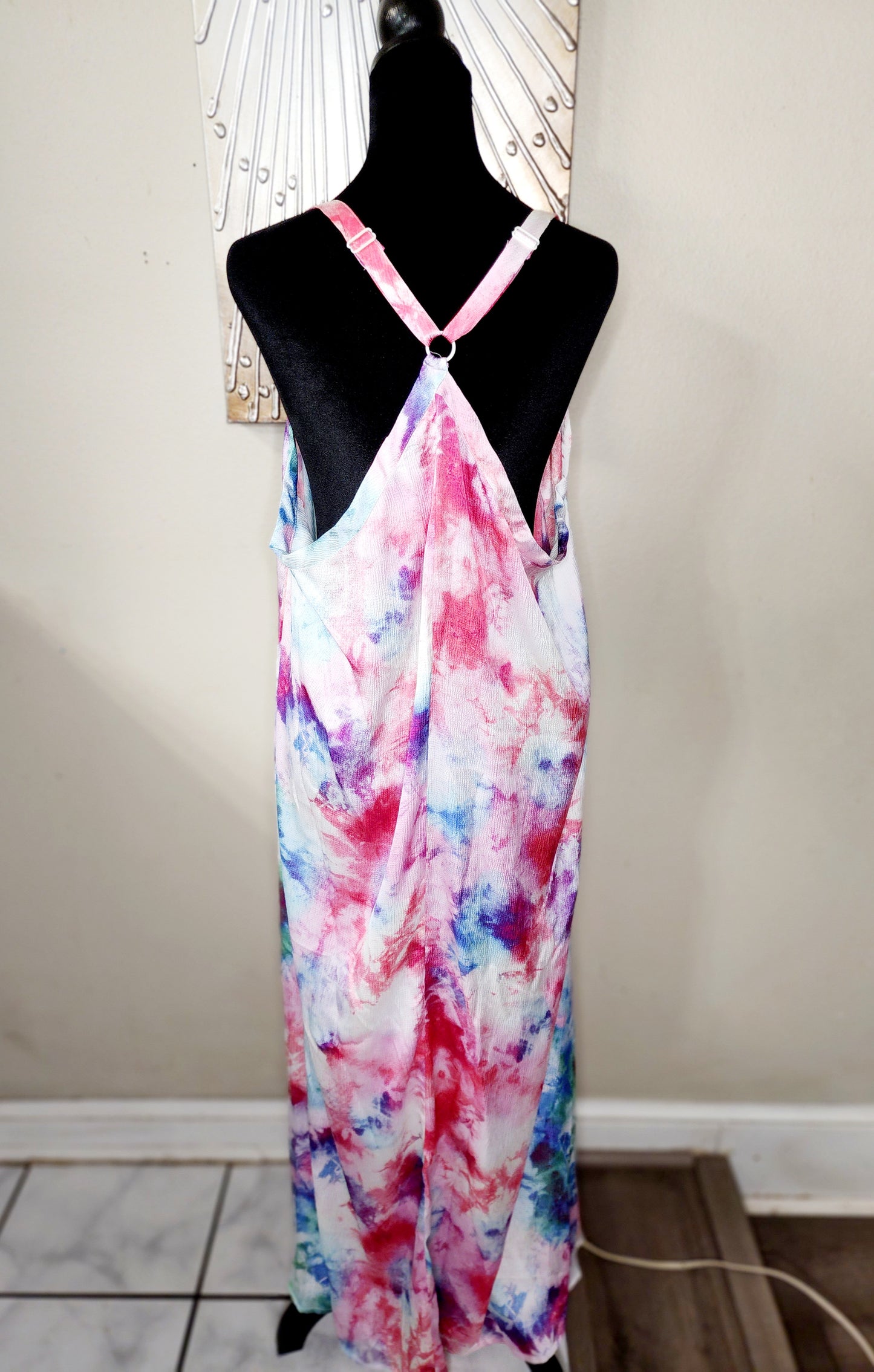 Lula Roe Colorful Maxi Dress (Pink, Blue and White)