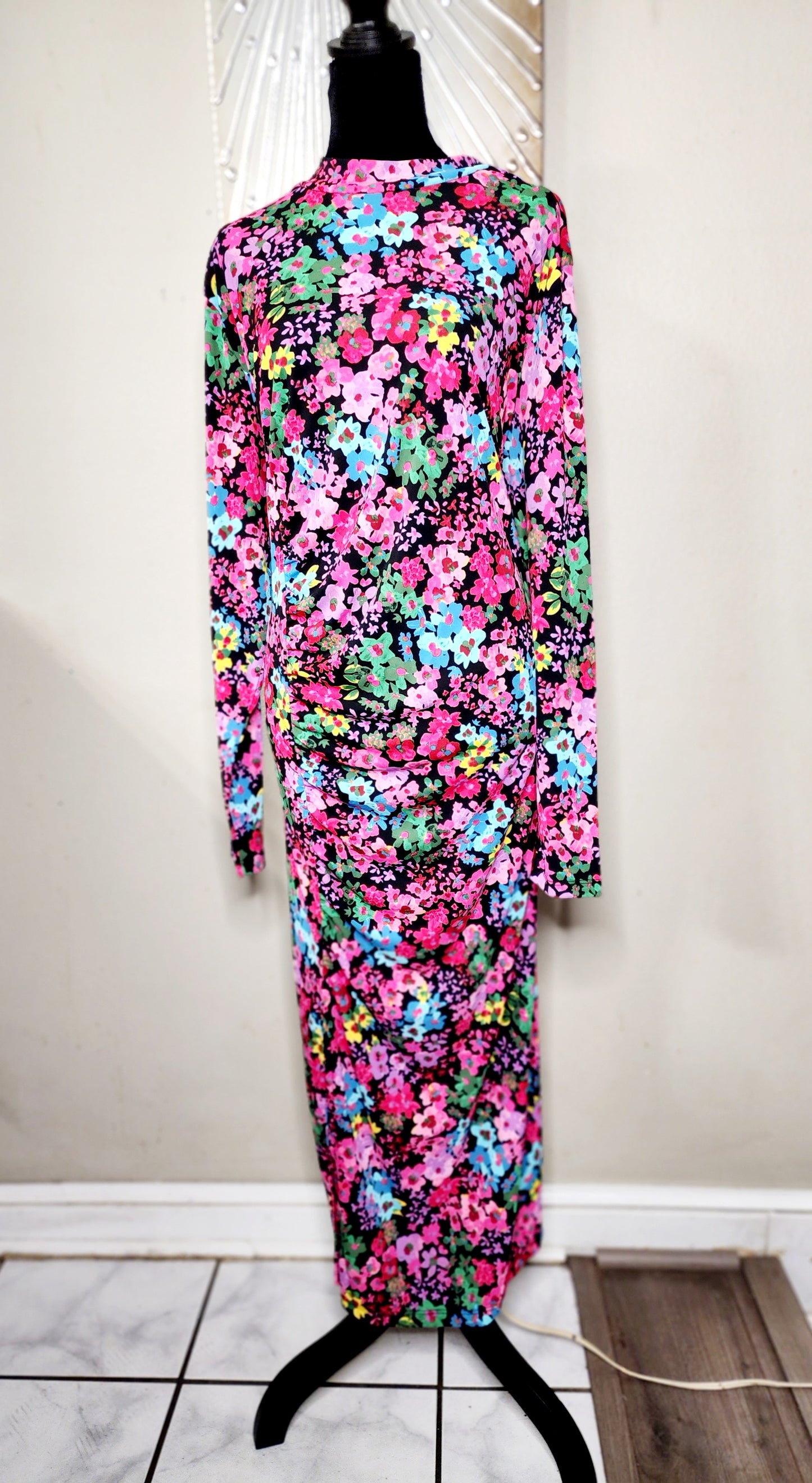 Future Collective Floral Print Dress with Ruching