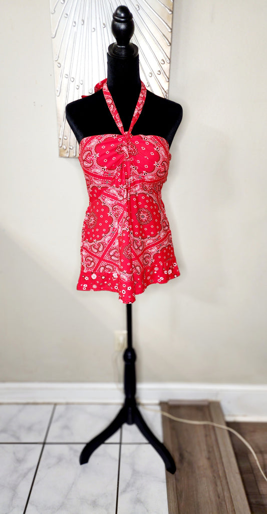Red Bandana Halter Top