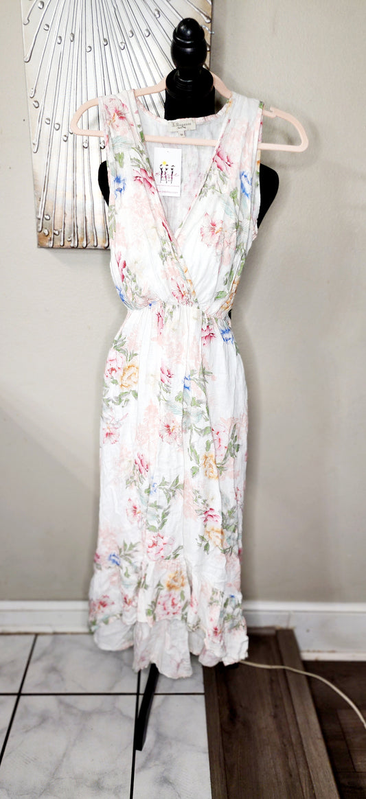 La Ragarre Floral Linen Dress