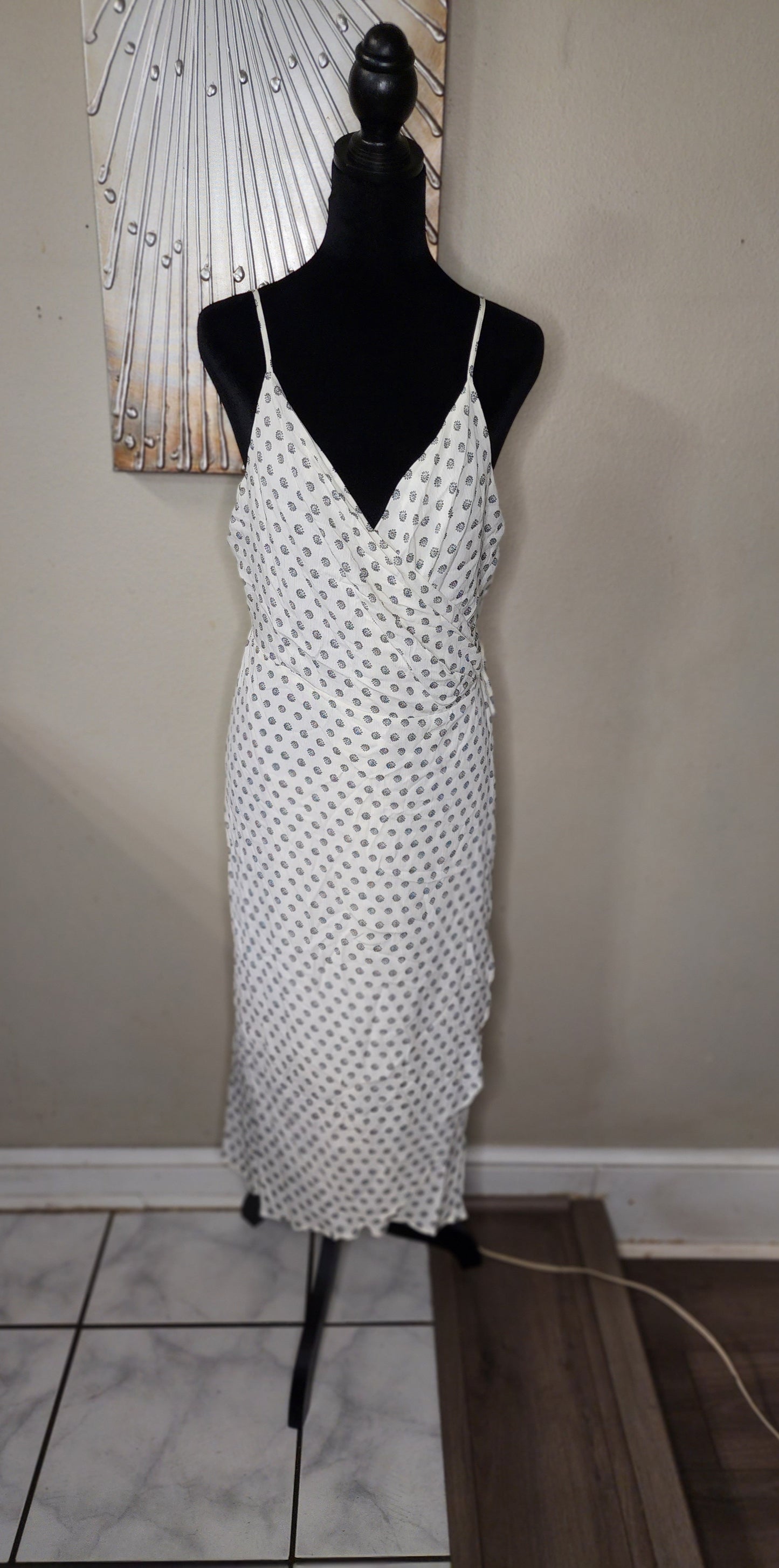 Vince Camuto White and Navy Wrap Dress