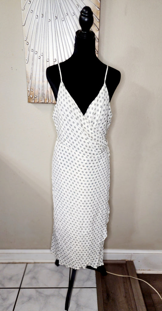 Vince Camuto White and Navy Wrap Dress