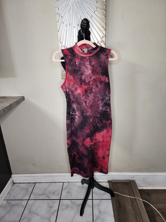 J for Justify Burgundy and Black Tie Dye Dress