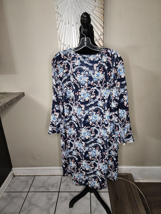 Blue Floral Print Dress