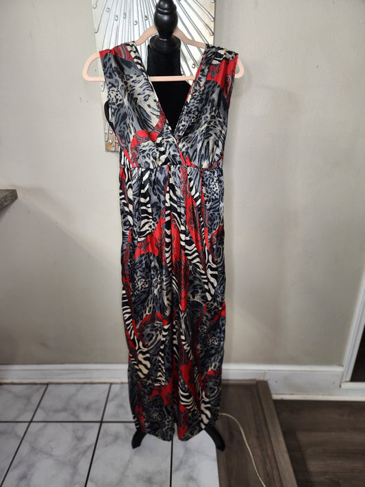 Love Kiwi Red, Black and Animal Print Maxi Dress