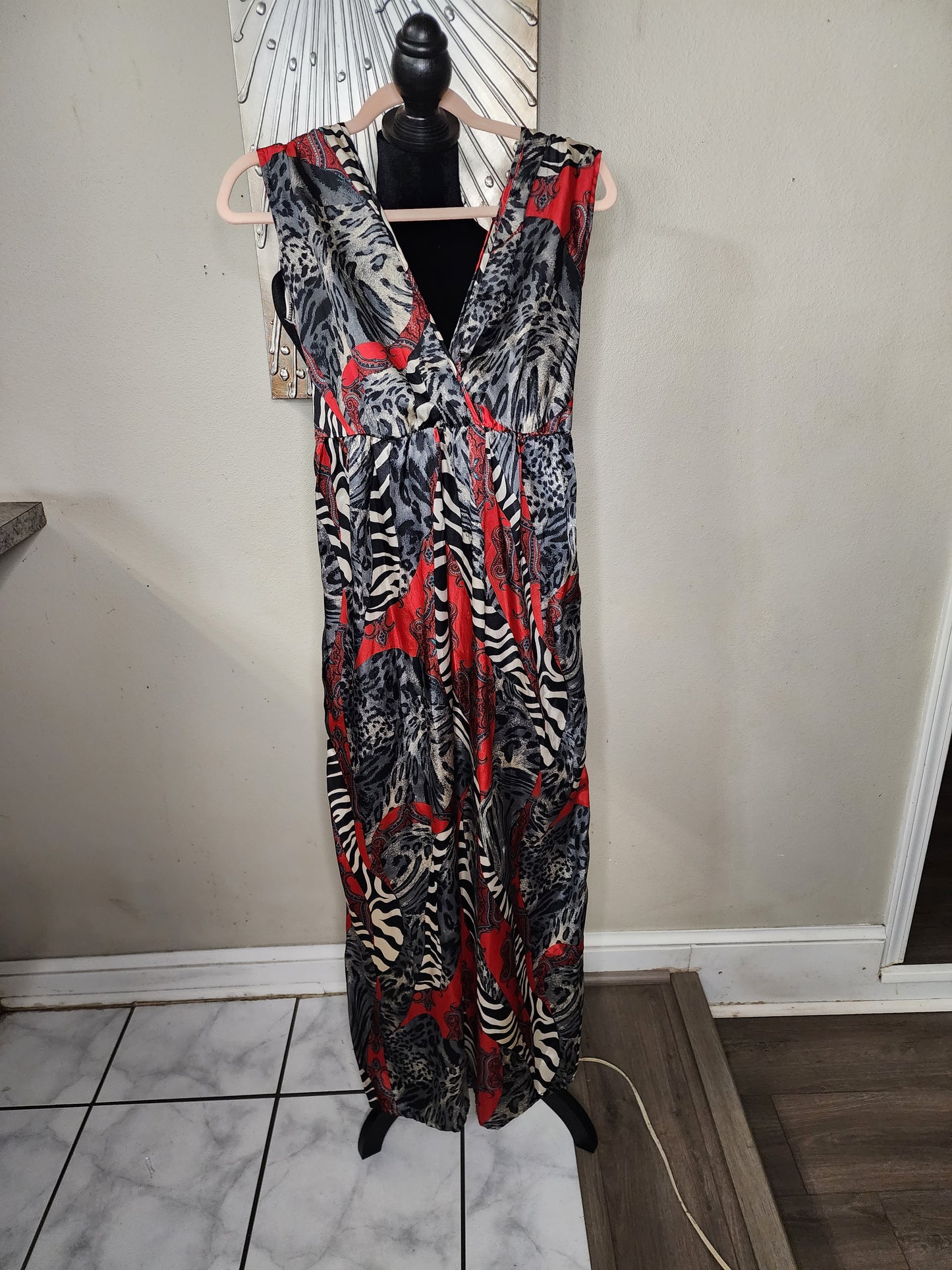 Love Kiwi Red, Black and Animal Print Maxi Dress