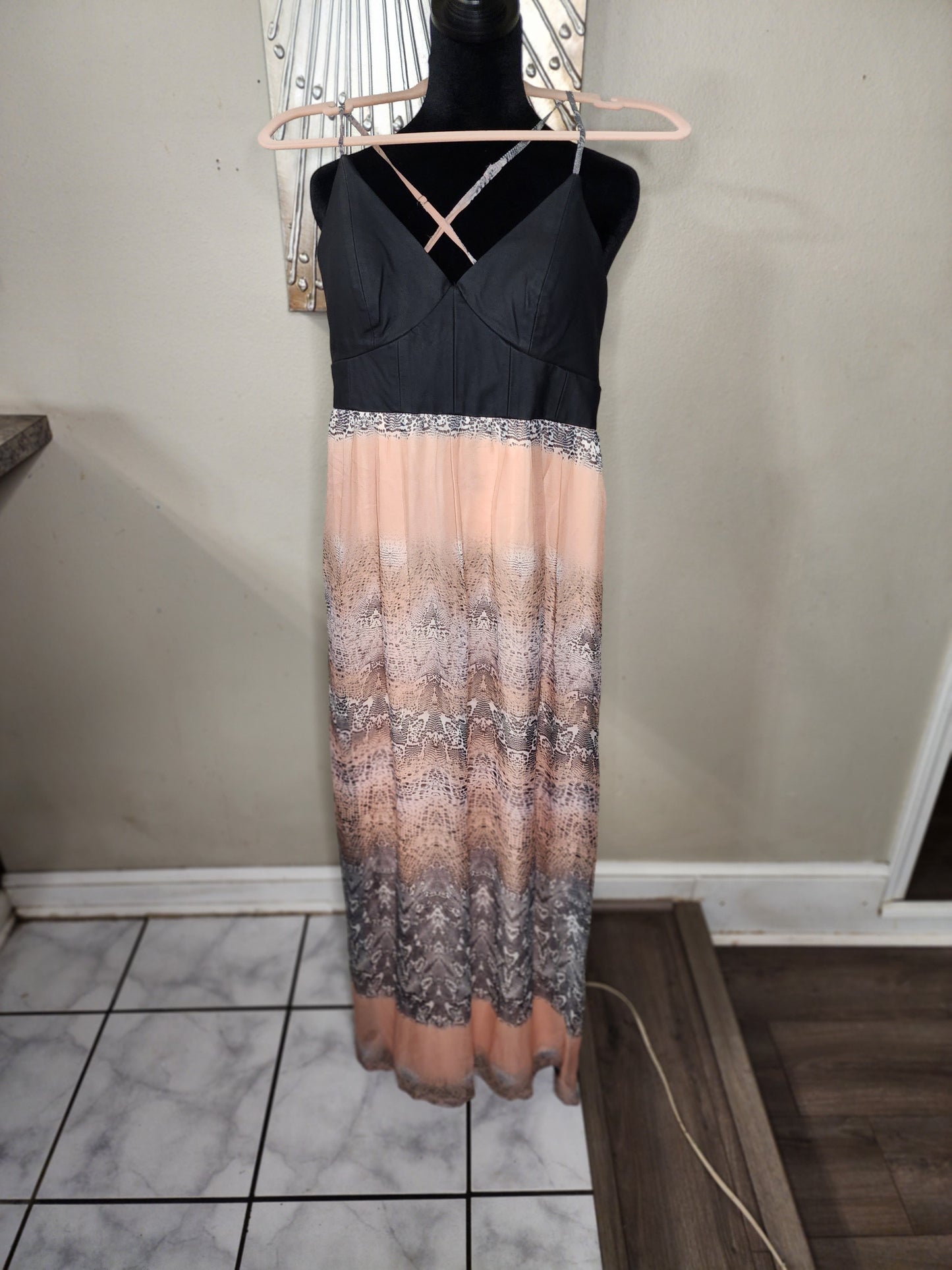 Charlie Jade Pink, Black and Animal Print Halter Maxi Dress